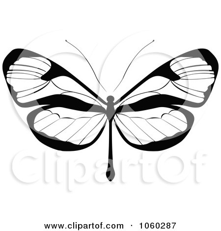 Royalty-Free Vector Clip Art Illustration of a Black And White Butterfly Logo - 17 by Vector Tradition SM