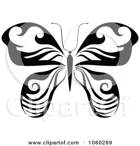 Royalty-Free Vector Clip Art Illustration of a Black And White Butterfly Logo - 18 by Vector Tradition SM