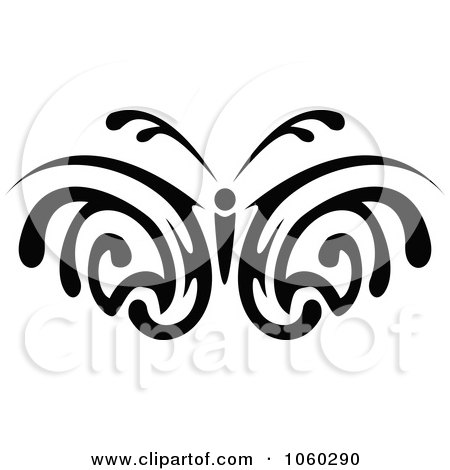 Royalty-Free Vector Clip Art Illustration of a Black And White Butterfly Logo - 2 by Vector Tradition SM