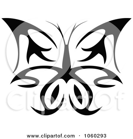 Royalty-Free Vector Clip Art Illustration of a Black And White Butterfly Logo - 5 by Vector Tradition SM
