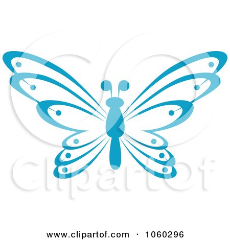 Royalty-Free Vector Clip Art Illustration of a Blue Butterfly Logo - 1 by Vector Tradition SM
