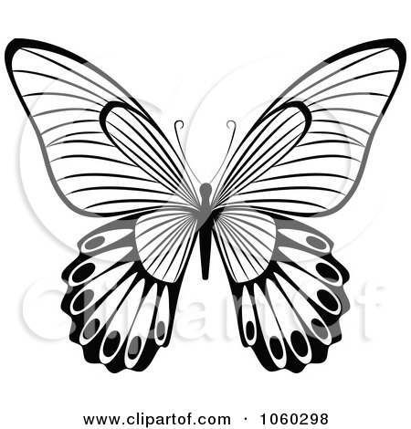 Royalty-Free Vector Clip Art Illustration of a Black And White Butterfly Logo - 10 by Vector Tradition SM