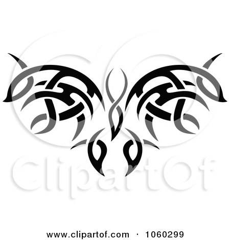 Royalty-Free Vector Clip Art Illustration of a Black And White Butterfly Logo - 13 by Vector Tradition SM