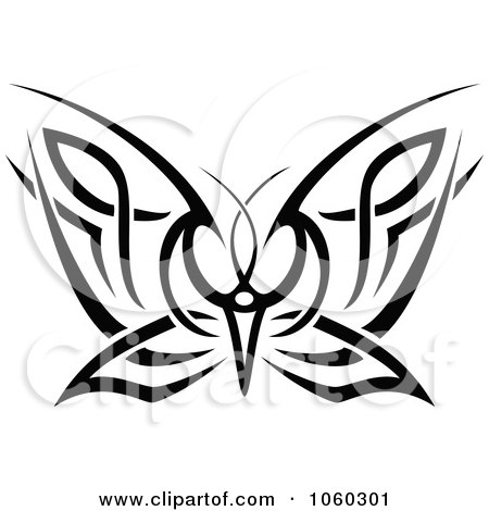 Royalty-Free Vector Clip Art Illustration of a Black And White Butterfly Logo - 16 by Vector Tradition SM
