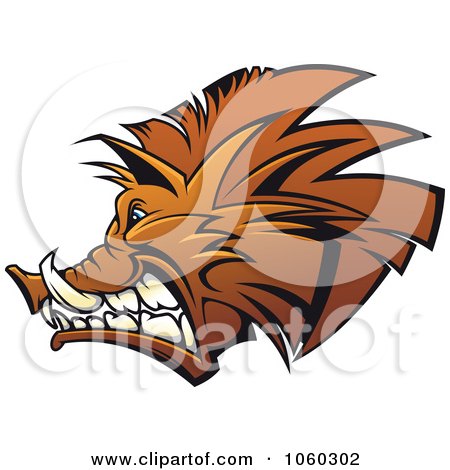 Royalty-Free Vector Clip Art Illustration of a Razorback Boar Logo - 7 by Vector Tradition SM