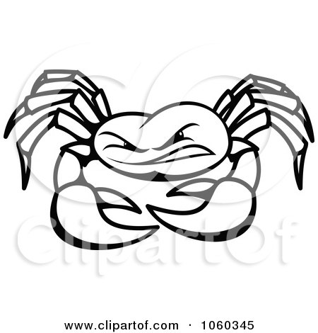 Royalty-Free Vector Clip Art Illustration of a Black And White Crab Logo - 2 by Vector Tradition SM