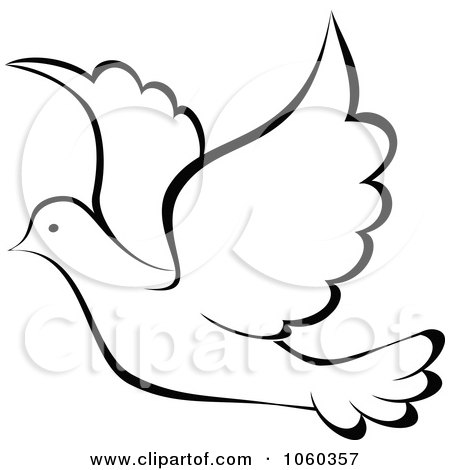 Royalty-Free Vector Clip Art Illustration of a Black And White Dove Logo by Vector Tradition SM