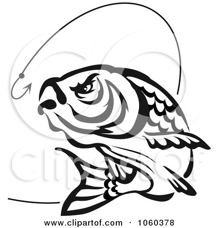 Royalty-Free Vector Clip Art Illustration of a Jumping Fish And Hook Logo - 3 by Vector Tradition SM