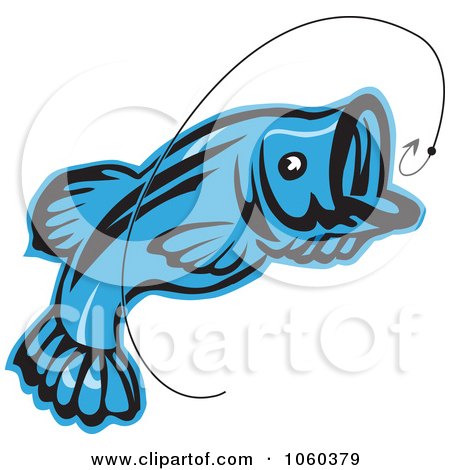 Royalty-Free Vector Clip Art Illustration of a Jumping Fish And Hook Logo - 2 by Vector Tradition SM