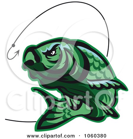 Royalty-Free Vector Clip Art Illustration of a Jumping Fish And Hook Logo - 4 by Vector Tradition SM
