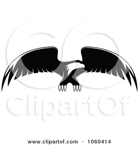 Royalty-Free Vector Clip Art Illustration of a Black And White Flying Eagle Logo - 8 by Vector Tradition SM