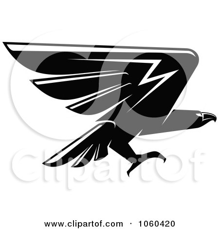 Royalty-Free Vector Clip Art Illustration of a Black And White Flying Eagle Logo - 12 by Vector Tradition SM