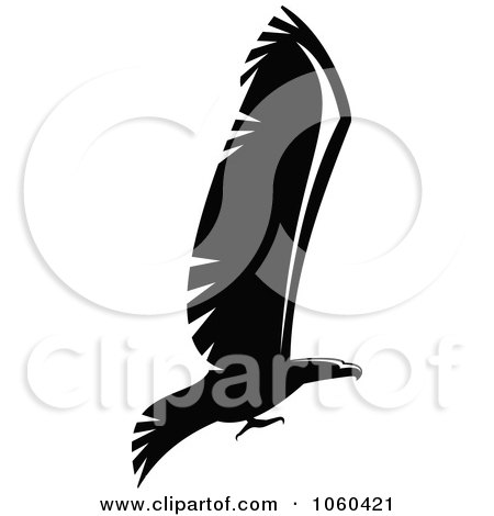 Royalty-Free Vector Clip Art Illustration of a Black And White Flying Eagle Logo - 2 by Vector Tradition SM