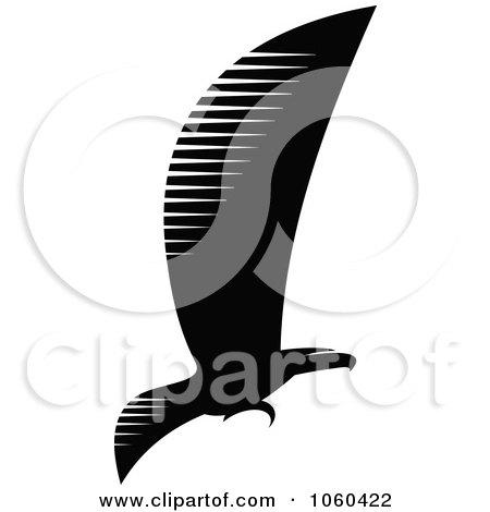 Royalty-Free Vector Clip Art Illustration of a Black And White Flying Eagle Logo - 3 by Vector Tradition SM