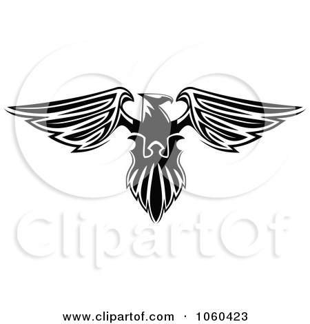 Royalty-Free Vector Clip Art Illustration of a Black And White Heraldic Eagle Logo - 2 by Vector Tradition SM