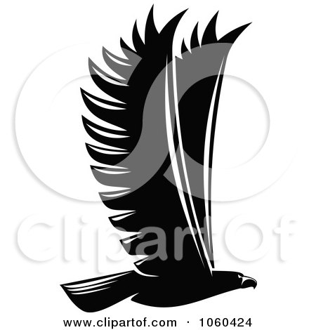Royalty-Free Vector Clip Art Illustration of a Black And White Flying Eagle Logo - 5 by Vector Tradition SM