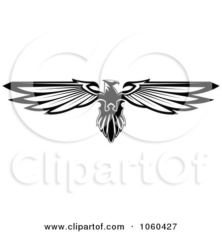 Royalty-Free Vector Clip Art Illustration of a Black And White Heraldic Eagle Logo - 1 by Vector Tradition SM