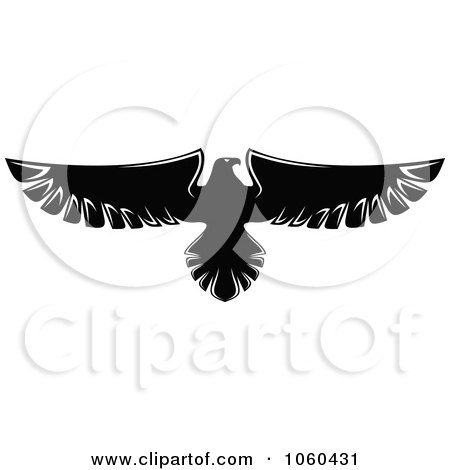 Royalty-Free Vector Clip Art Illustration of a Black And White Flying Eagle Logo - 6 by Vector Tradition SM