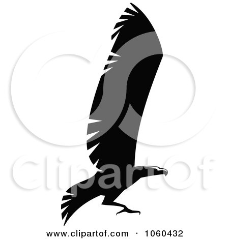 Royalty-Free Vector Clip Art Illustration of a Black And White Flying Eagle Logo - 1 by Vector Tradition SM