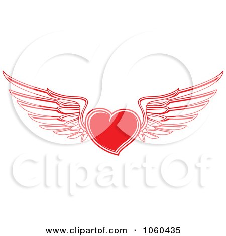 Royalty-Free Vector Clip Art Illustration of a Red Winged Heart by Vector Tradition SM