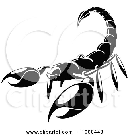 Royalty-Free Vector Clip Art Illustration of a Black And White Scorpion Logo by Vector Tradition SM