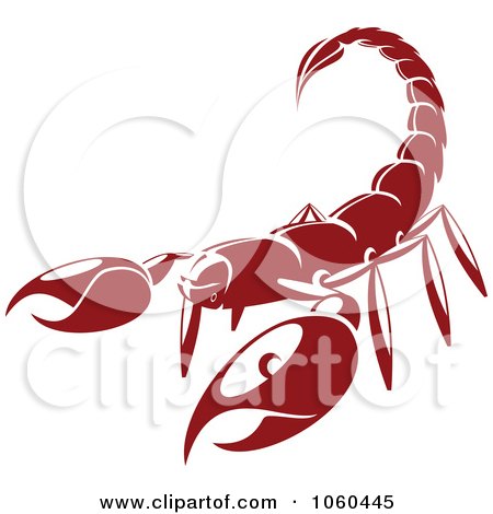 Royalty-Free Vector Clip Art Illustration of a Red Scorpion Logo by Vector Tradition SM