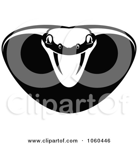 Royalty-Free Vector Clip Art Illustration of a Black And White Viper Or Cobra Logo - 2 by Vector Tradition SM