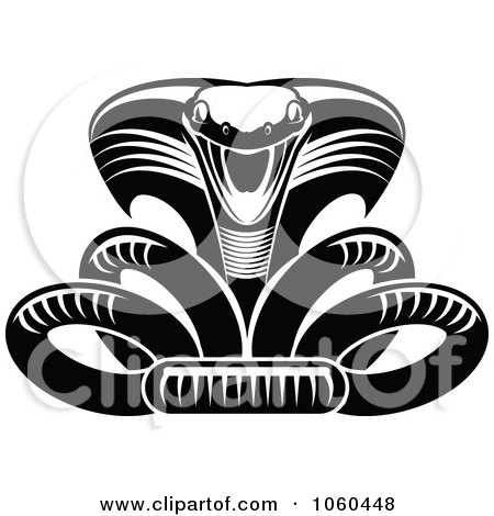 Royalty-Free Vector Clip Art Illustration of a Black And White Viper Or Cobra Logo - 1 by Vector Tradition SM