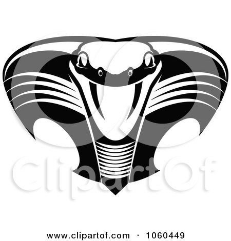 Royalty-Free Vector Clip Art Illustration of a Black And White Viper Or Cobra Logo - 3 by Vector Tradition SM