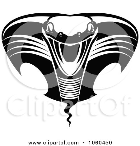 Royalty-Free Vector Clip Art Illustration of a Black And White Viper Or Cobra Logo - 4 by Vector Tradition SM
