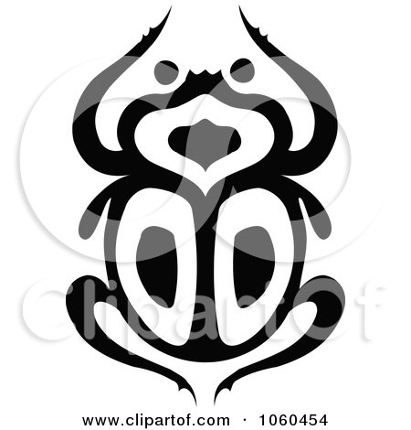 Royalty-Free Vector Clip Art Illustration of a Black And White Scarab Beetle Logo - 3 by Vector Tradition SM