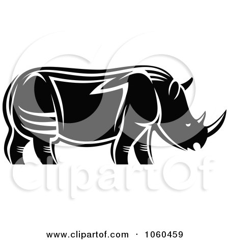 Royalty-Free Vector Clip Art Illustration of a Black And White Rhino Logo - 1 by Vector Tradition SM