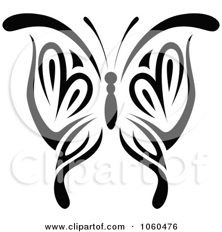 Royalty-Free Vector Clip Art Illustration of a Black And White Butterfly Logo - 4 by Vector Tradition SM