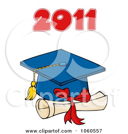 Royalty-Free Vector Clip Art Illustration of a Blue Graduation Cap And Tassel With 2011 by Hit Toon