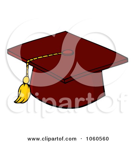 Royalty-Free Vector Clip Art Illustration of a Red Graduation Cap And Tassel by Hit Toon