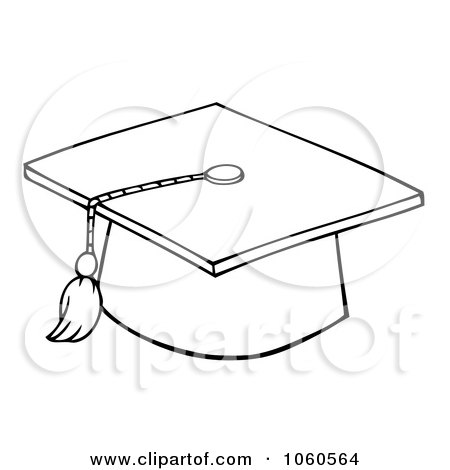 Royalty-Free Vector Clip Art Illustration of an Outlined Graduation Cap And Tassel by Hit Toon