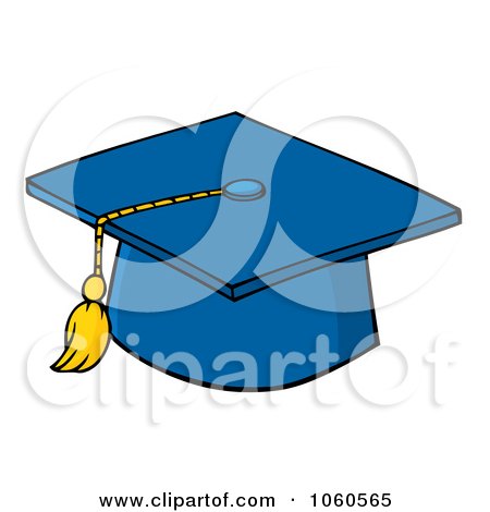 Royalty-Free Vector Clip Art Illustration of a Blue Graduation Cap And Tassel by Hit Toon