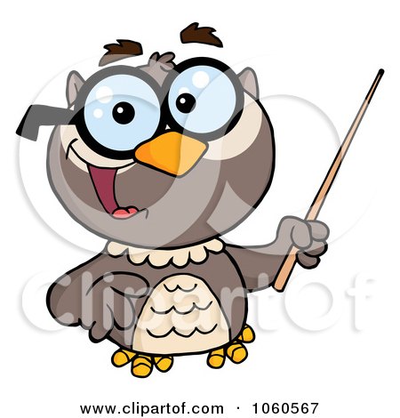 Royalty-Free Vector Clip Art Illustration of a Professor Owl Holding A Pointer Stick - 2 by Hit Toon