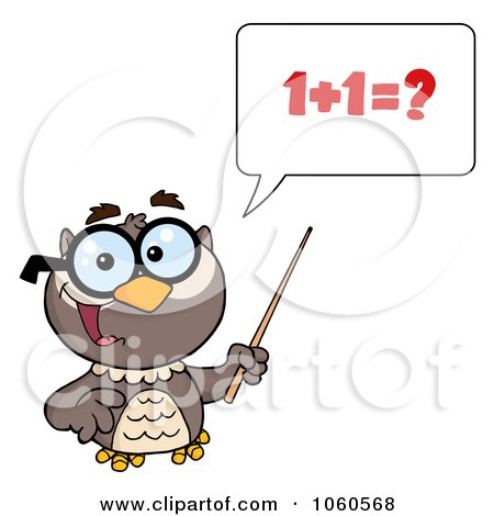 Royalty-Free Vector Clip Art Illustration of a Professor Owl Holding A Pointer Stick And Teaching Math - 1 by Hit Toon