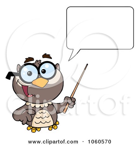 Royalty-Free Vector Clip Art Illustration of a Talking Professor Owl Holding A Pointer Stick by Hit Toon
