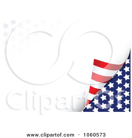 Royalty-Free Vector Clip Art Illustration of a Turning Page With Stars And Stripes Background by Pushkin