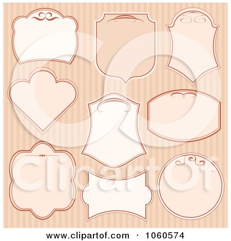 Royalty-Free Vector Clip Art Illustration of a Digital Collage Of Pretty Beige Labels On Stripes by Pushkin