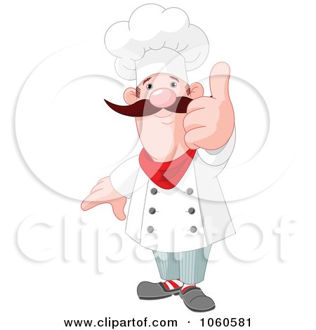 Royalty-Free Vector Clip Art Illustration of a Male Chef With A Thumb Up In The Air by Pushkin
