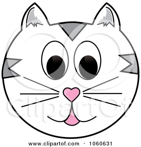 Royalty-Free Vector Clip Art Illustration of a White Cat Face by Pams Clipart