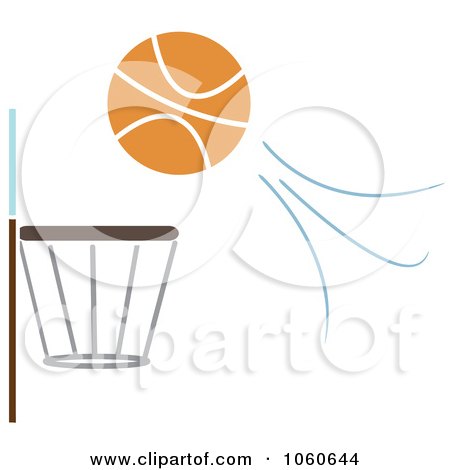 Royalty-Free Vector Clip Art Illustration of a Basketball Flying Towards A Hoop by Pams Clipart