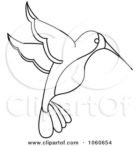 Royalty-Free Vector Clip Art Illustration of an Outlined Hummingbird by Pams Clipart