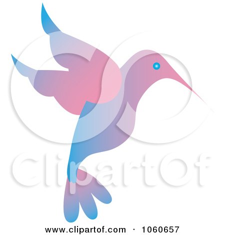 Royalty-Free Vector Clip Art Illustration of a Blue And Pink Hummingbird by Pams Clipart