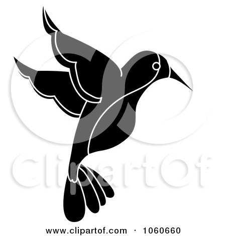 Royalty-Free Vector Clip Art Illustration of a Black And White Hummingbird by Pams Clipart