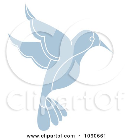 Royalty-Free Vector Clip Art Illustration of a Blue Hummingbird by Pams Clipart