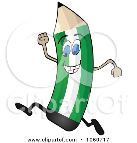 Royalty-Free Vector Clip Art Illustration of a Running Nigerian Flag Pencil Character by Andrei Marincas
